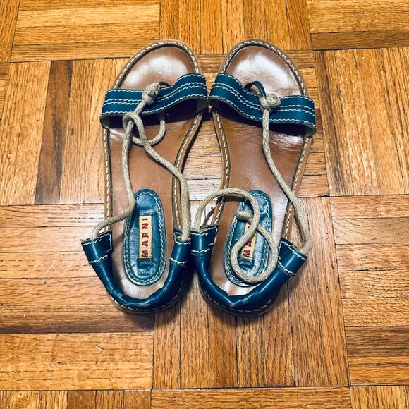 Marni Open Toe Rope Tie Flat Sandals 37 / 7 - Picture 6 of 6